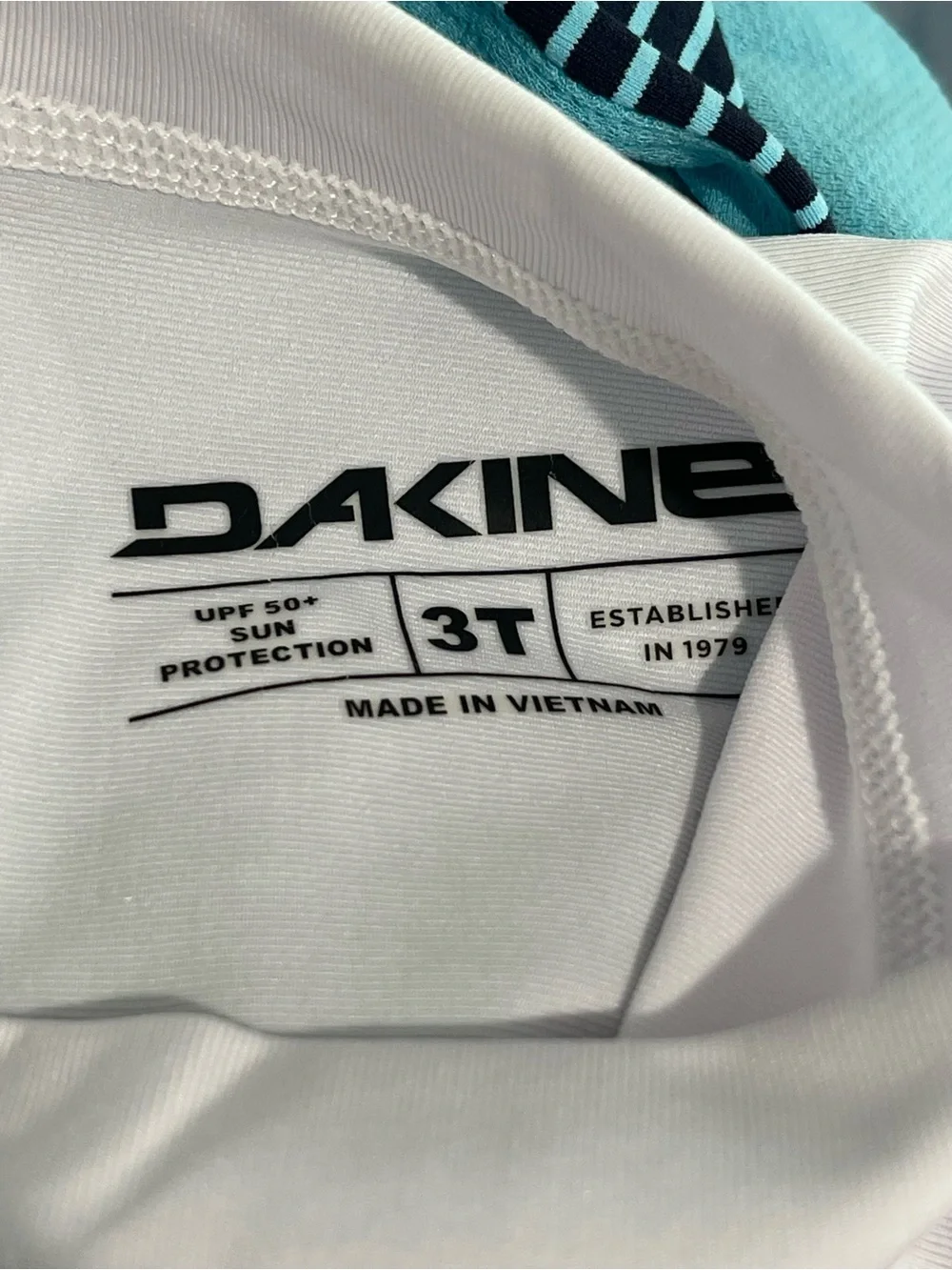 Dakine Kids White Rash Guard with Teal Accent Panels